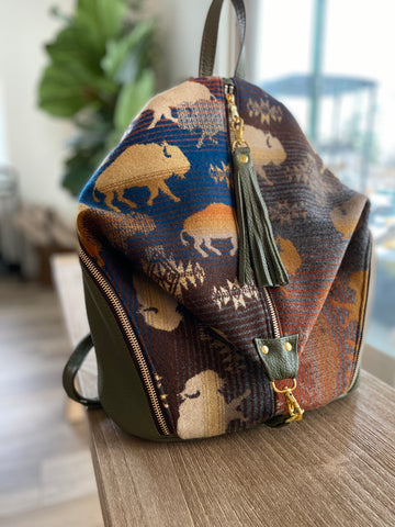 Leather and Pendleton Backpack