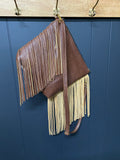 Dark Brown Leather and Pendleton Wool with Fringe