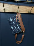 Leather and Modern Print Canvas Fanny Pack