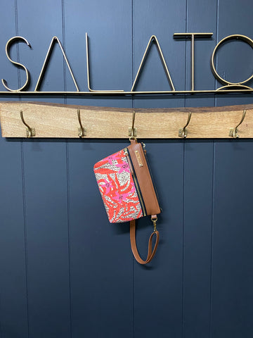 Leather and Modern Print Canvas Fanny Pack