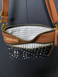 Leather and Modern Print Canvas Fanny Pack