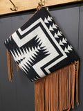 Brown Leather and Pendleton Wool with Fringe