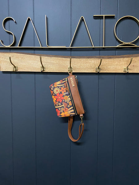 Leather and Modern Print Canvas Fanny Pack