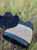 Black or Brown Cane and Leather Structured Hobo Purse