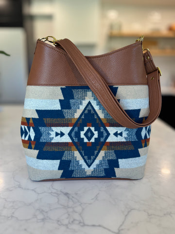 Pendleton Wool  and Leather Structured Hobo Purse