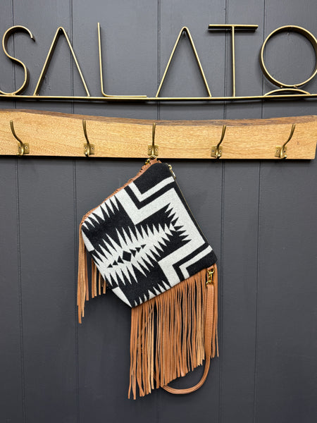 Caramel Leather and Pendleton Wool with Fringe