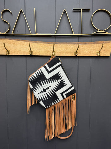 Caramel Leather and Pendleton Wool with Fringe