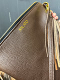 Two Tone Leather and Pendleton Wool with Fringe
