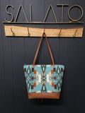 Leather and Pendleton Wool Tote With Back Zipper Pocket