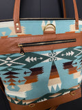 Leather and Pendleton Wool Tote With Back Zipper Pocket