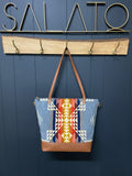Leather and Pendleton Wool Tote