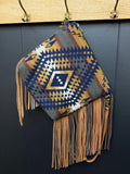 Two Tone Leather and Pendleton Wool with Fringe