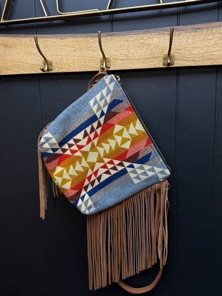 Caramel Leather and Pendleton Wool with Fringe