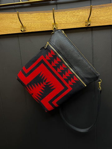 Leather and Pendleton Wool Long Crossbody