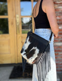 Black Leather and Hair on Hide with Fringe