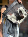 Black Leather and Hair on Hide with Fringe