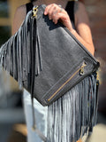 Black Leather and Hair on Hide with Fringe