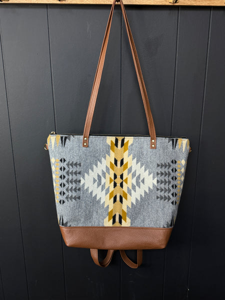 3 In 1 Leather and Pendleton Wool Tote