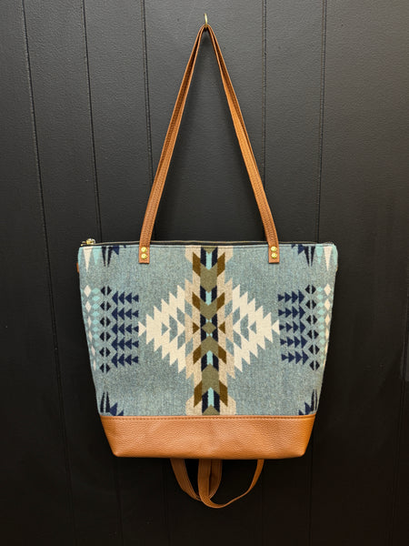 3 In 1 Leather and Pendleton Wool Tote