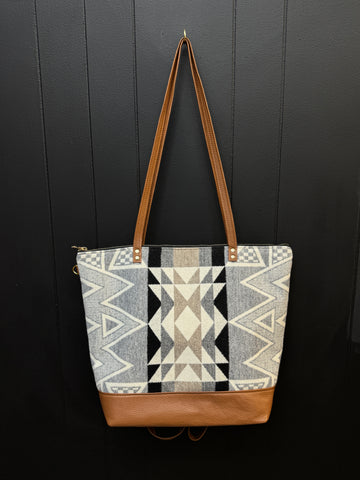 3 In 1 Leather and Pendleton Wool Tote
