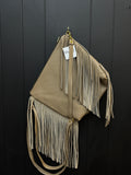 Taupe Leather and Pendleton Wool with Fringe