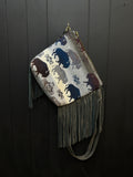 Grey Leather and Pendleton Wool with Fringe