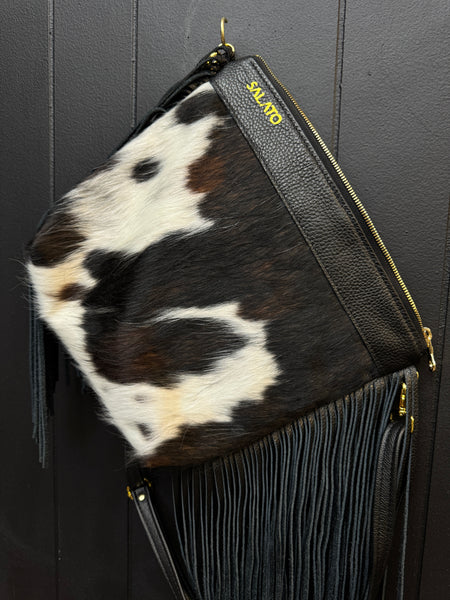 Black Leather and Hair on Hide with Fringe
