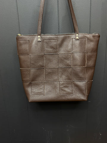 Checkered Leather Tote