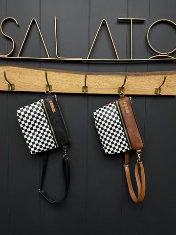Checkered Leather Fanny Pack