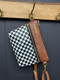 Checkered Leather Fanny Pack