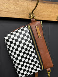 Checkered Leather Fanny Pack