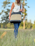 Black or Brown Cane and Leather Structured Hobo Purse