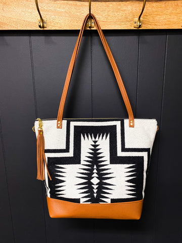 3 In 1 Leather and Pendleton Wool Tote