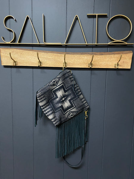 Black Leather and Pendleton Wool with Fringe